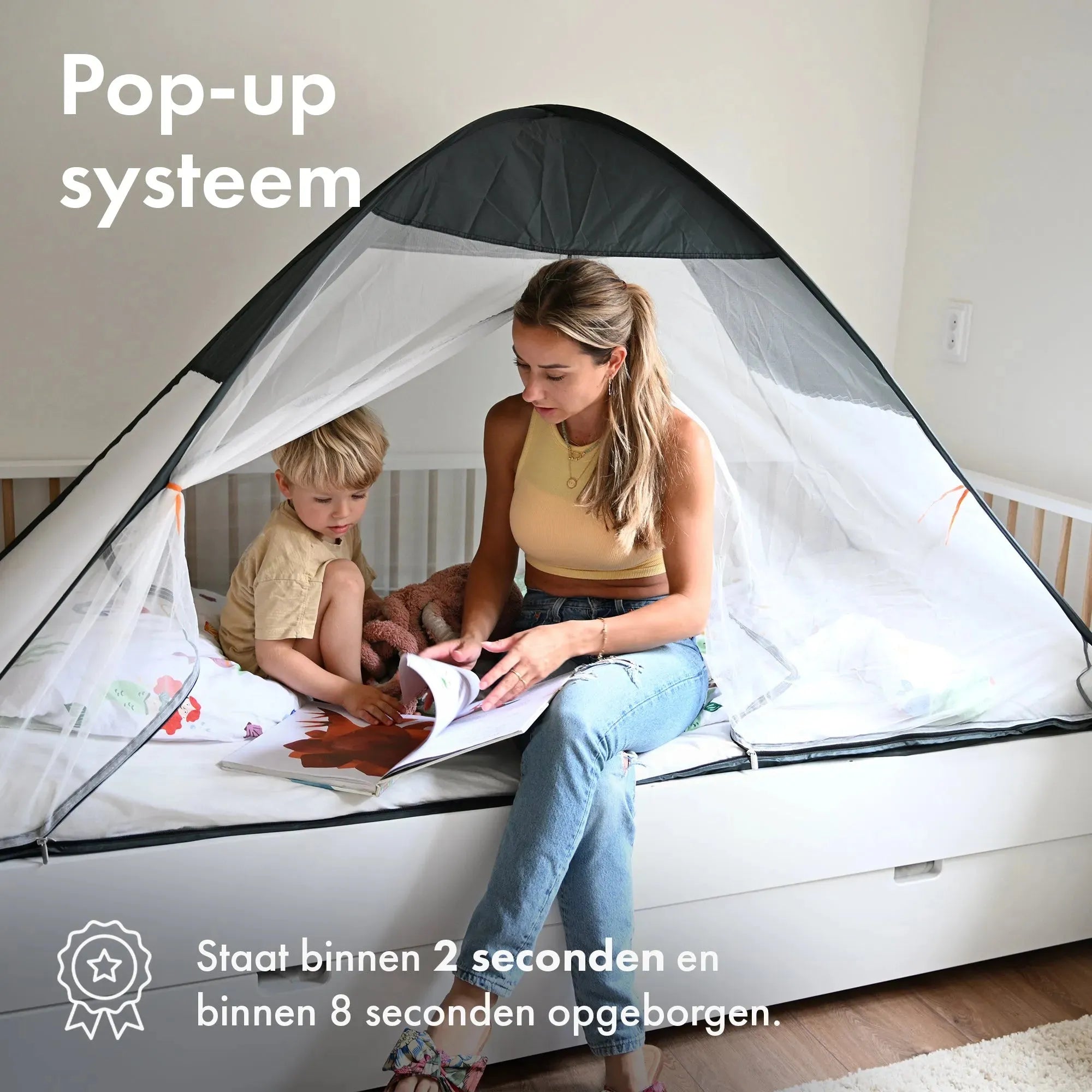 Bedtent pop-up Grijs 200x90