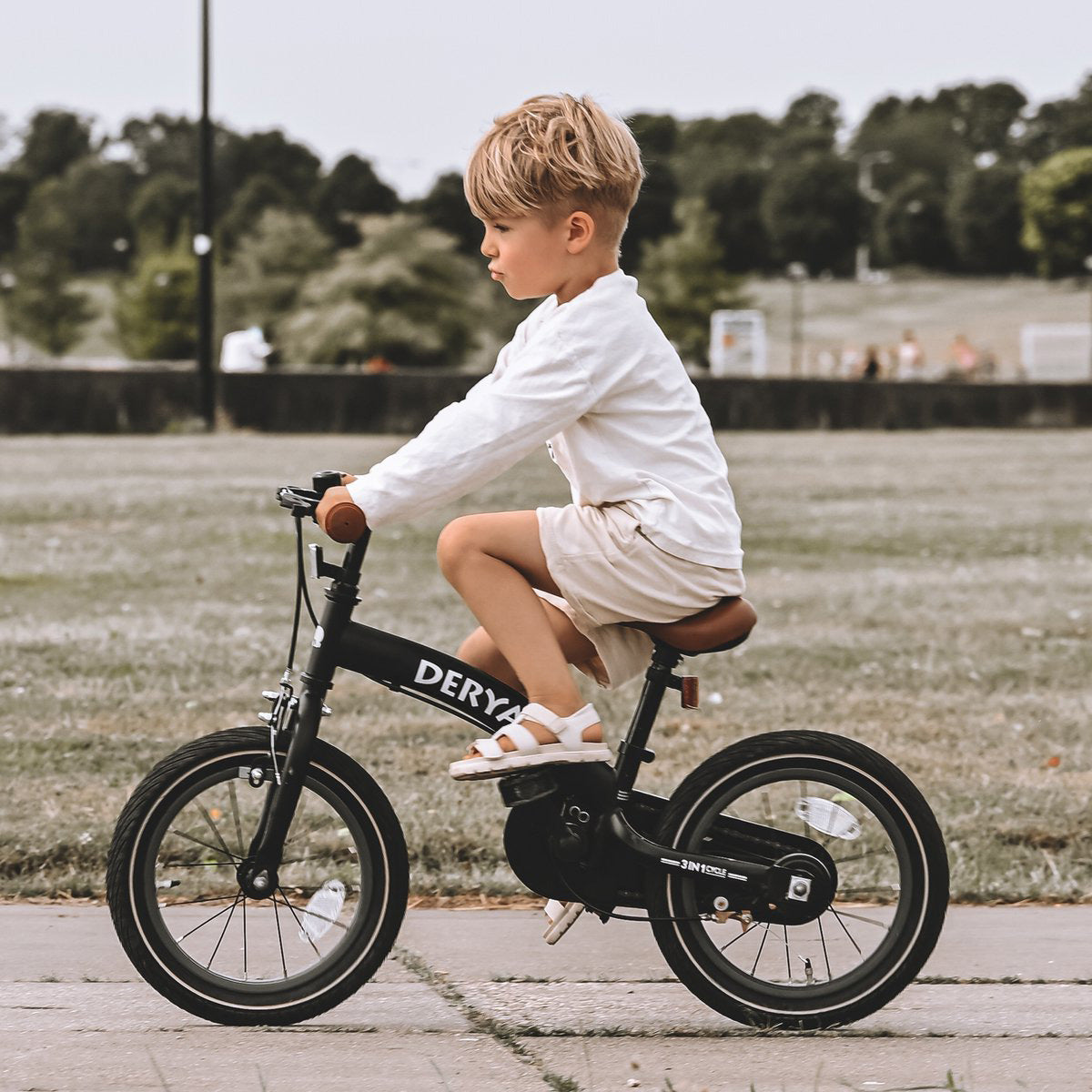 Bicicleta de luxo para crianças 14 polegadas - 3 em 1 - bicicleta de equilíbrio - Rosa