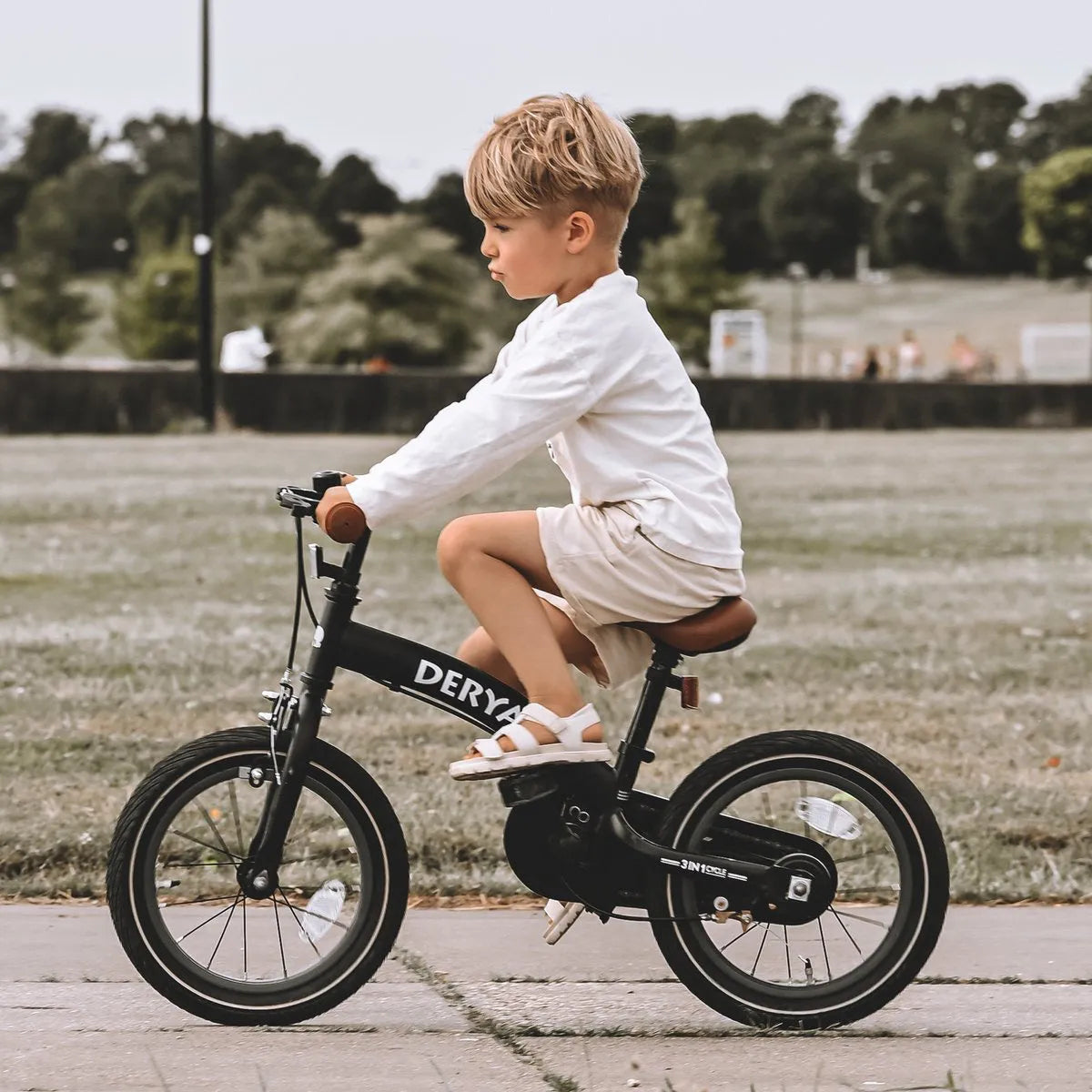 Bicicleta de luxo para crianças de 12 polegadas - 3 em 1 - bicicleta de marcha Rosa