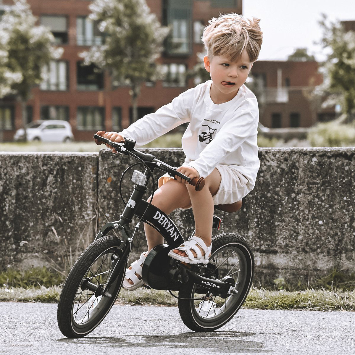 Bicicleta de luxo para crianças de 12 polegadas - 3 em 1 - bicicleta de marcha Rosa