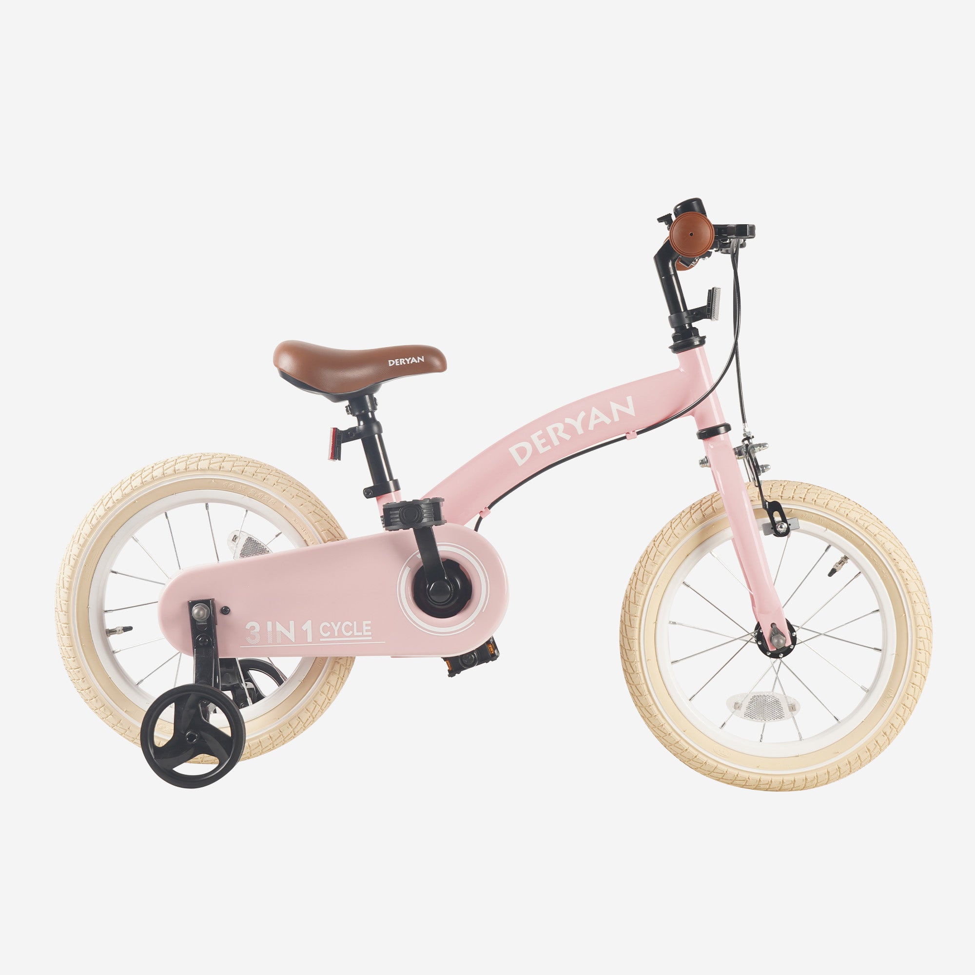 Bicicleta de luxo para crianças 14 polegadas - 3 em 1 - bicicleta de equilíbrio - Rosa