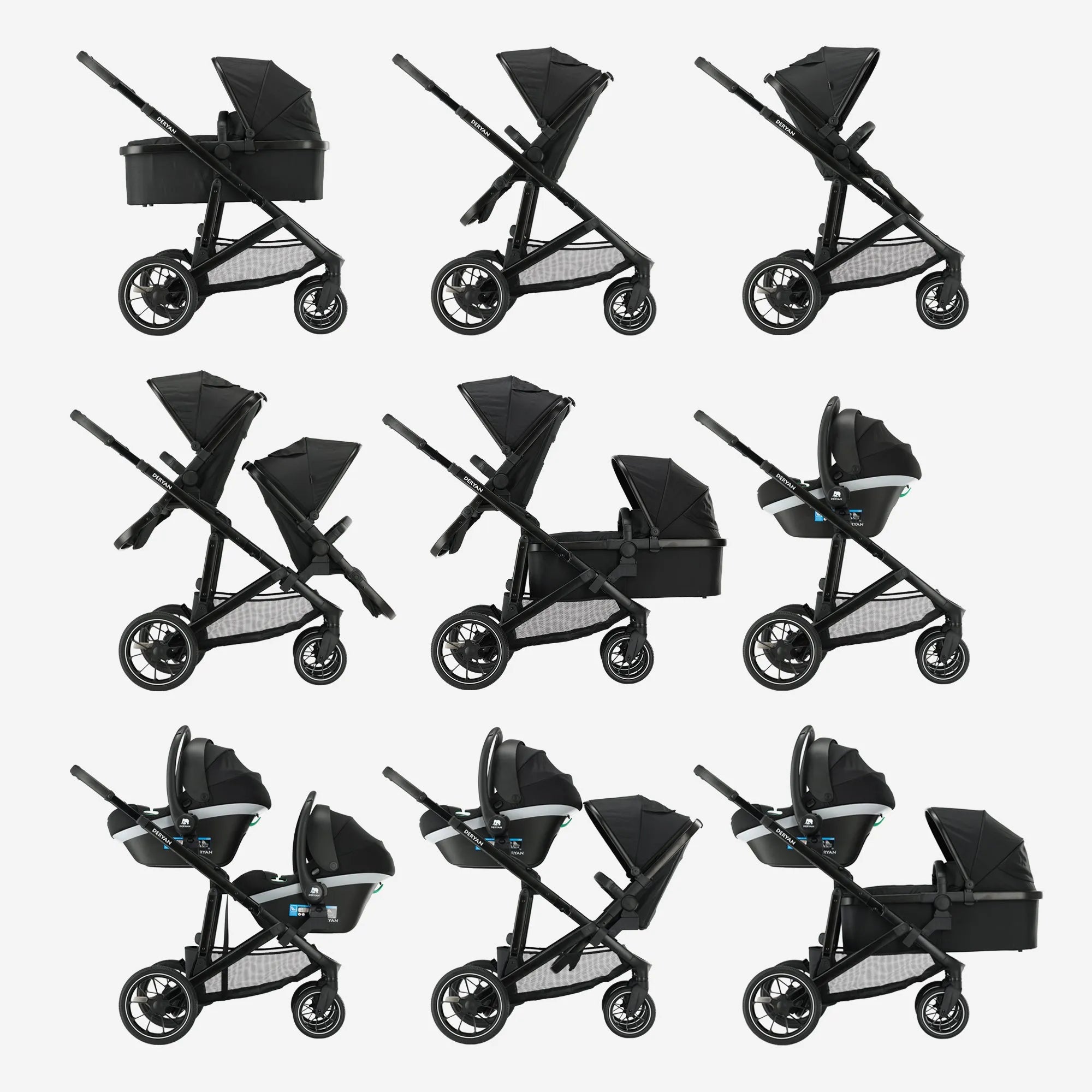 EVY V2 Duo Pram Preto 2 em 1