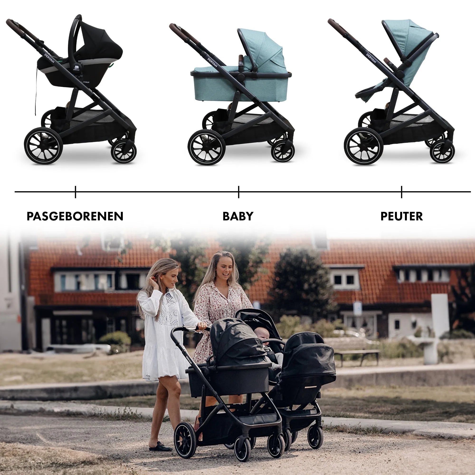 EVY V2 Kinderwagen 3 in 1 Groen