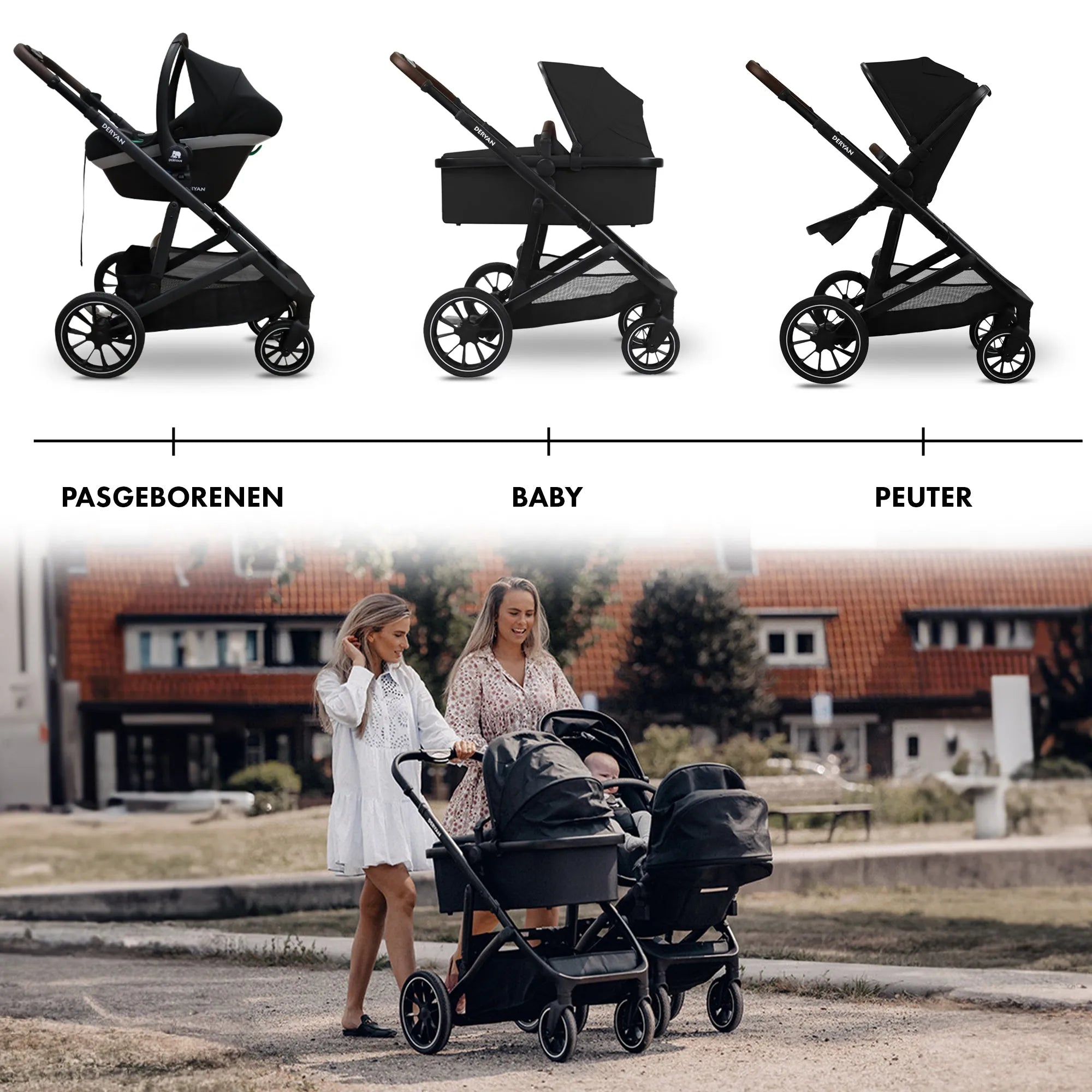 EVY V2 Kinderwagen 3 in 1 Zwart