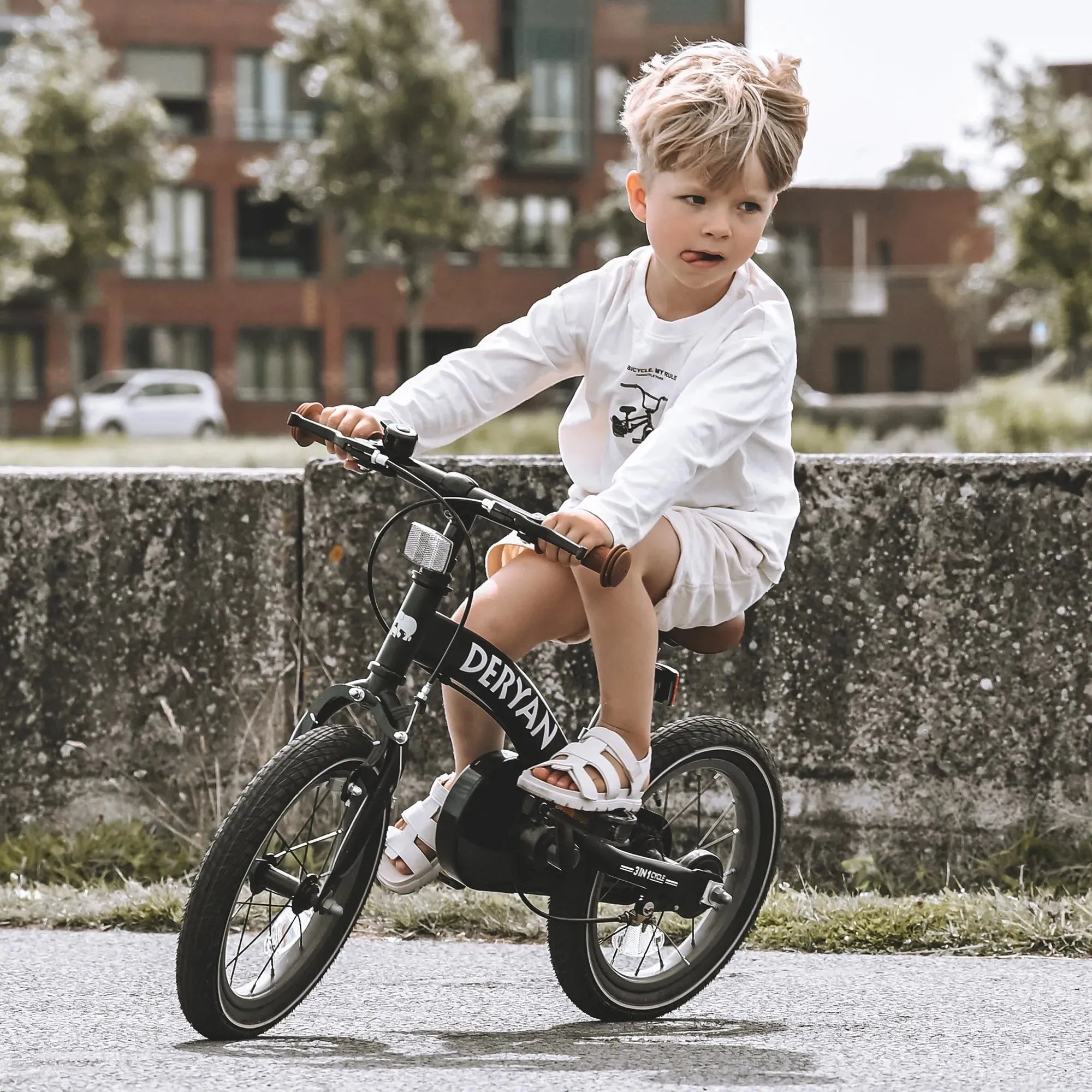 Bicicleta infantil de luxo 14 polegadas - 3 em 1 - bicicleta de equilíbrio