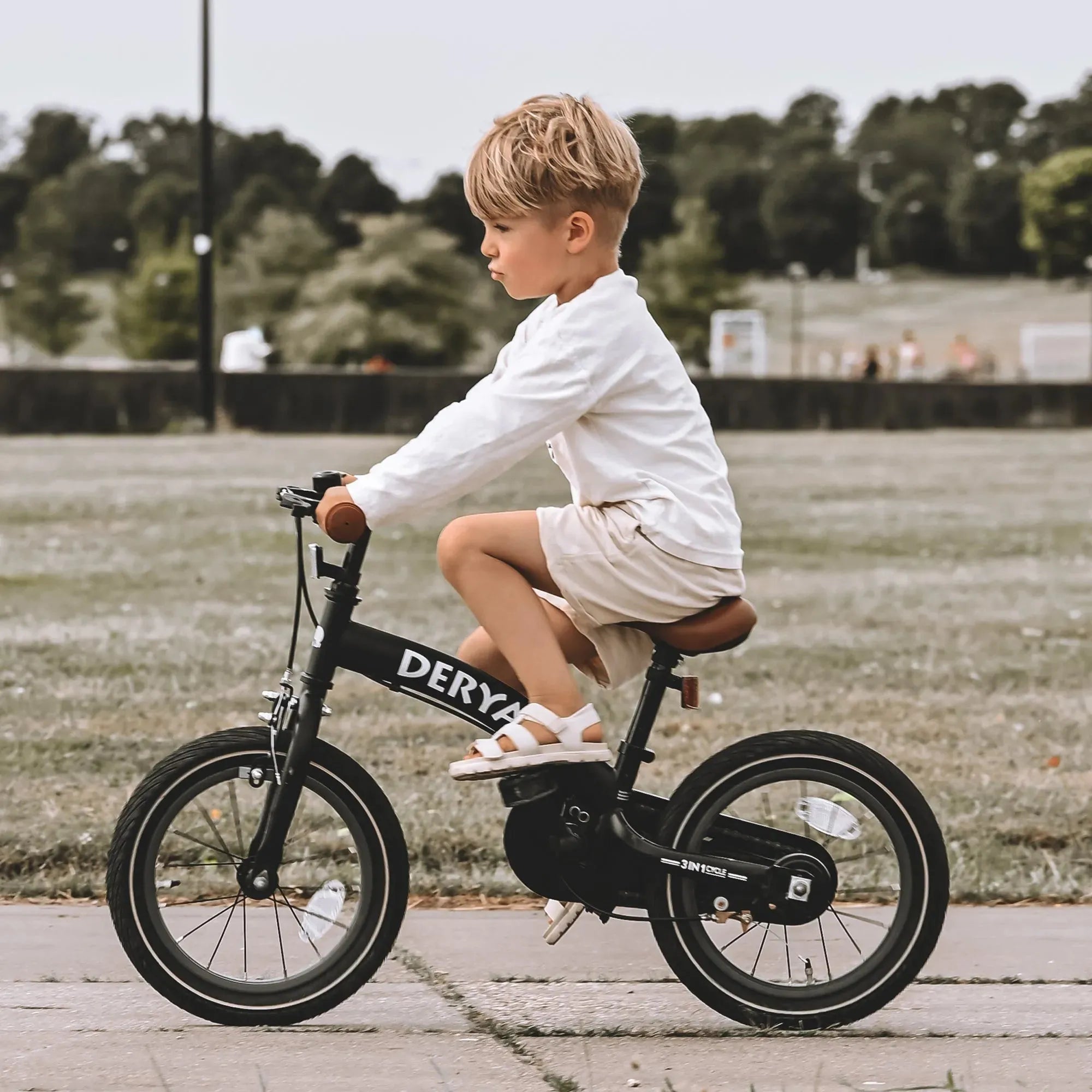 Bicicleta de luxo para crianças de 12 polegadas - 3 em 1 - bicicleta de equilíbrio Preto