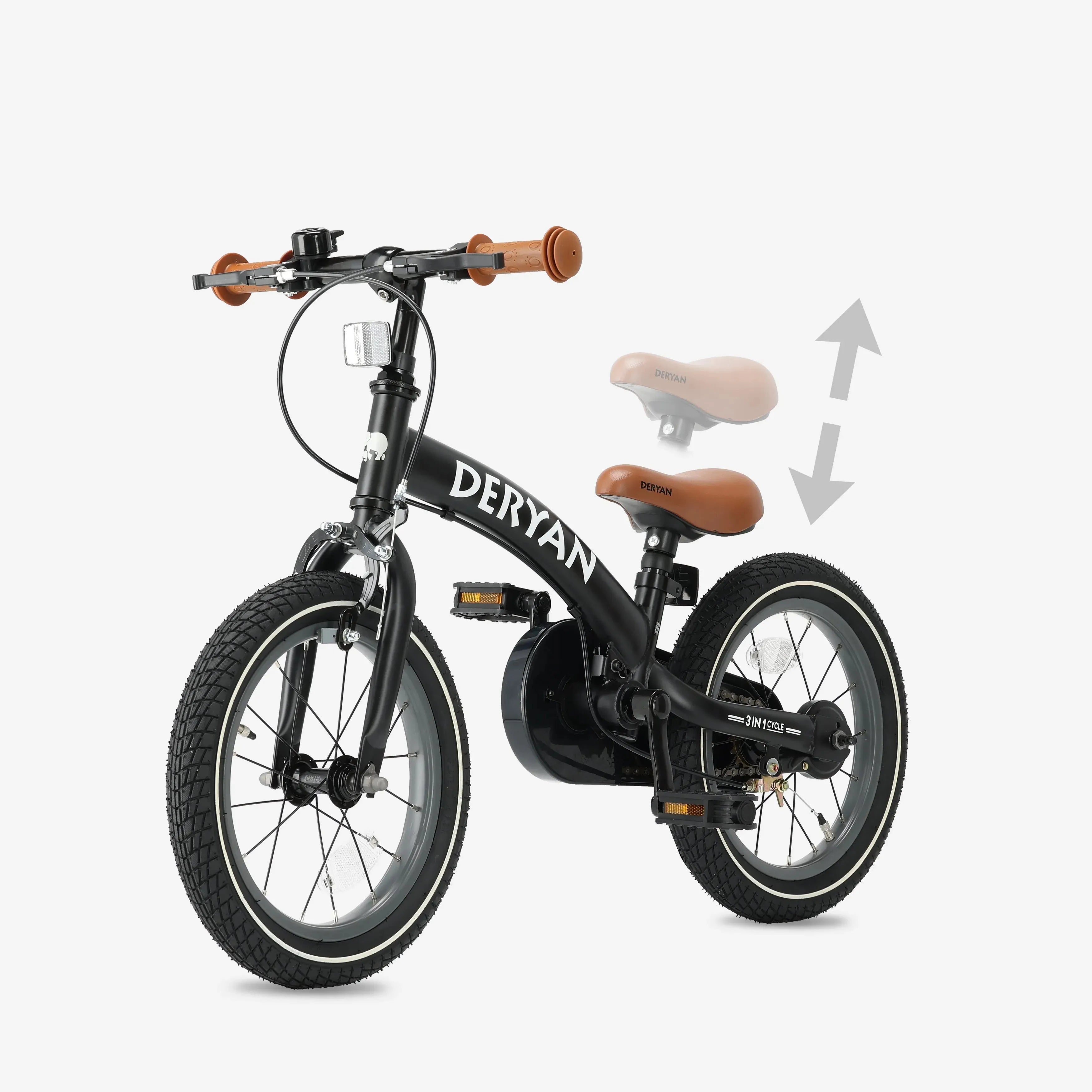 Bicicleta de luxo para crianças de 12 polegadas - 3 em 1 - bicicleta de equilíbrio Preto